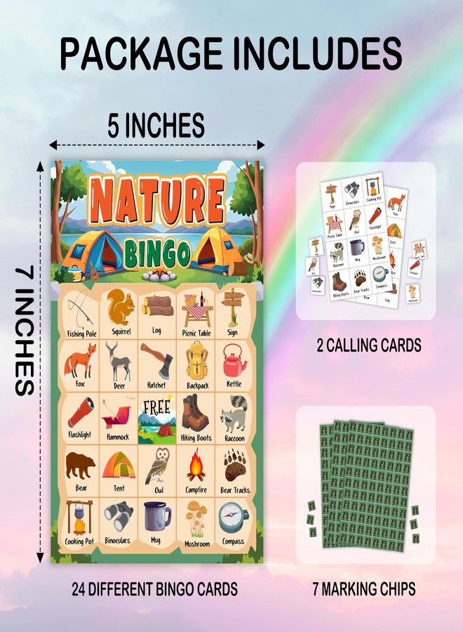 Mueddur Nature Bingo Card, Camping Games for Adults Family, Nature Themed Birthday Game, Outdoor Adventure Bingo Kit for Camping Party, Travel Games for 24 Players, Hike Field Trip Supplies -16 - Image 3